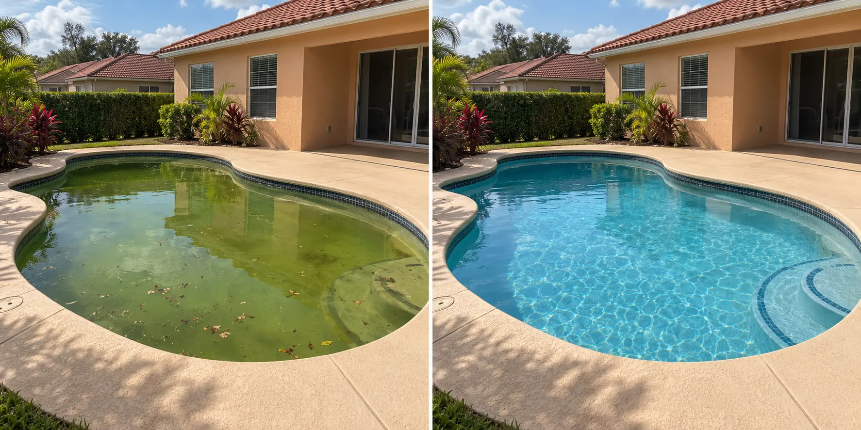 Illustrative before-and-after pool comparison: A clearer start
